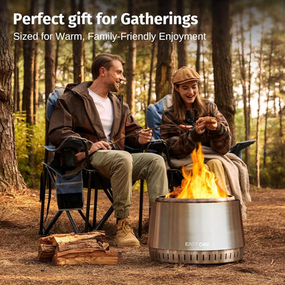 Stainless Steel Smokeless Fire Pit 21'' with Carrying Bag