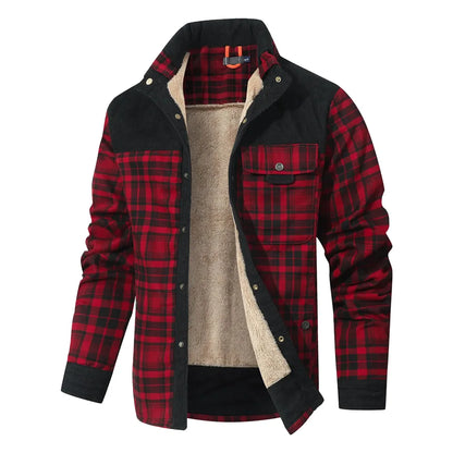 Windproof Warm Casual Bomber, Sherpa Lined Flannel Jacket Men US Size