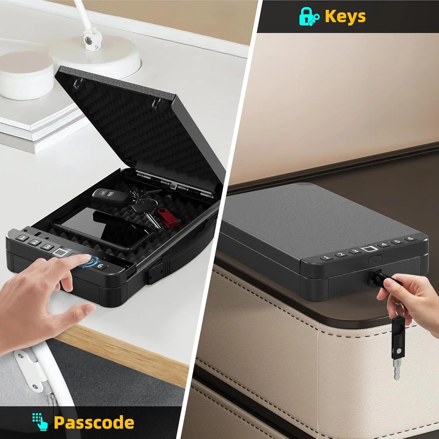 Biometric Gun Safe with Keys and Code to Quick Access