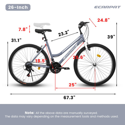 Womens Girls 26 Inch Mountain Bike, 21 Speed
