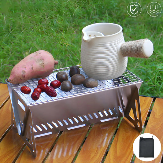 Portable Folding Card Stove - Outdoor Charcoal BBQ Grill for Camping, Lightweight Fire Pit for Cooking