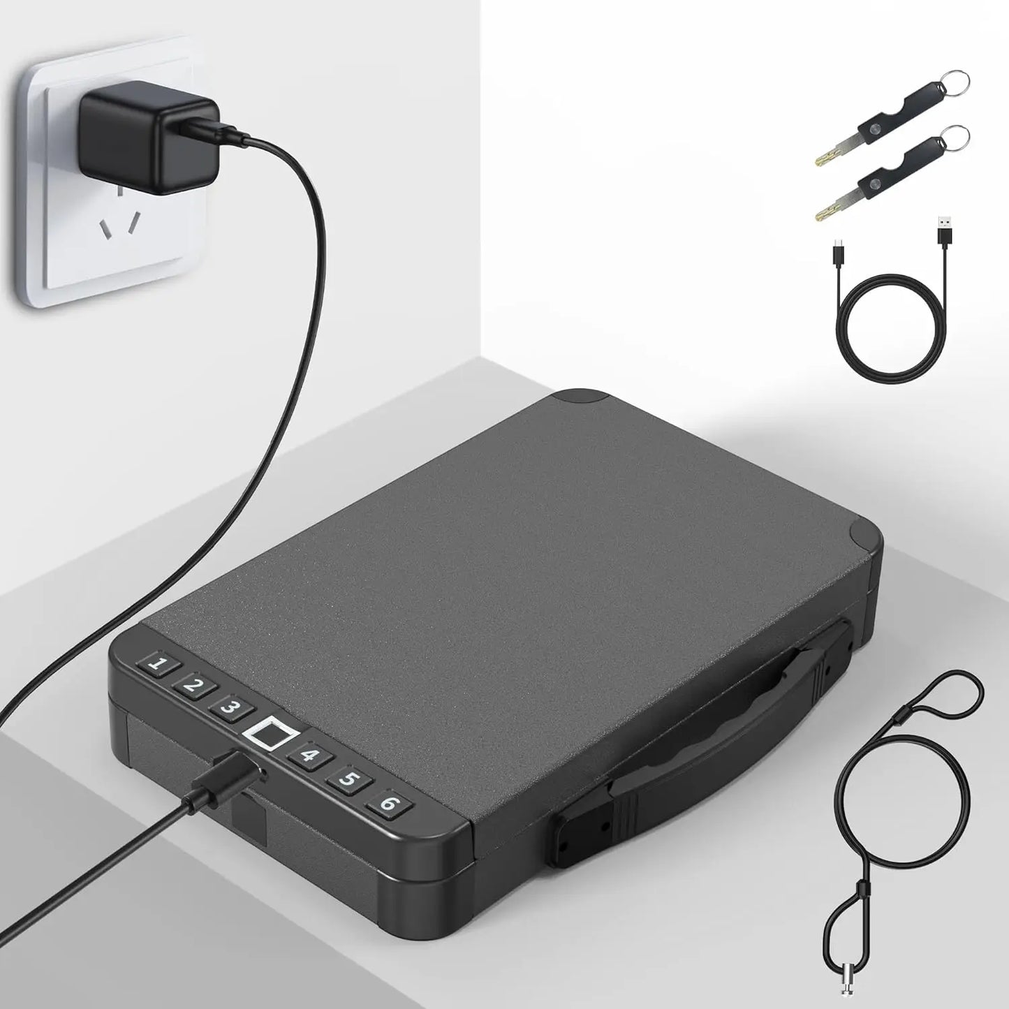 Biometric Gun Safe with Keys and Code to Quick Access