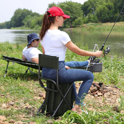 PORTAL Backpack Cooler Chair Fishing Chairs with Backrest Folding Camping Stool Compact for Outdoors Hiking Hunting Travel