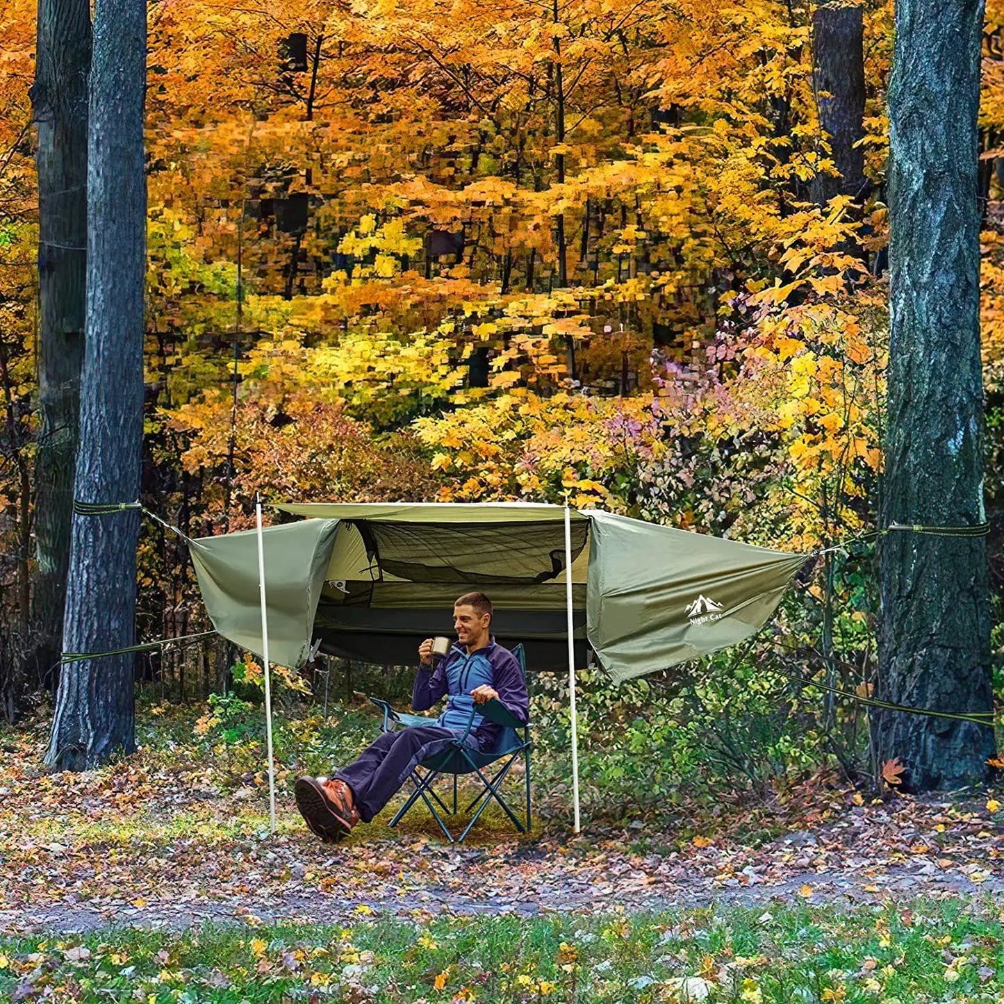 Rainfly Waterproof Flat Lay Hammock Tent with Mosquito Net