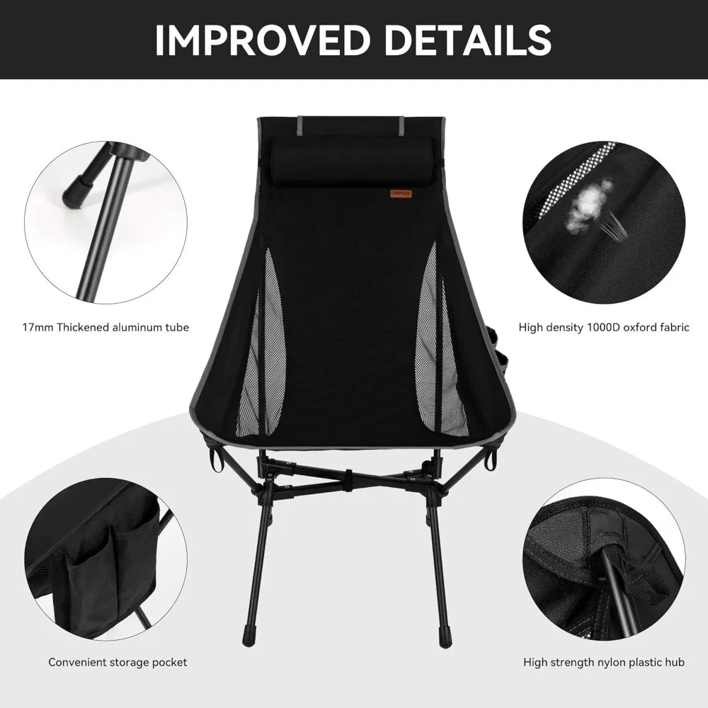 Portable High Back Camping Chair, Support Heavy Duty 440 lbs