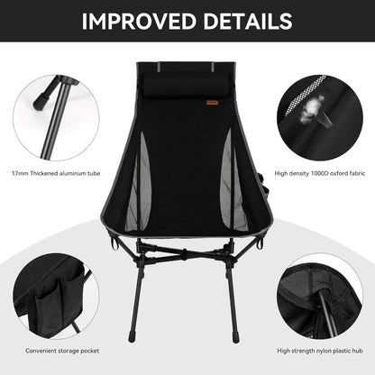 Portable High Back Camping Chair, Support Heavy Duty 440 lbs