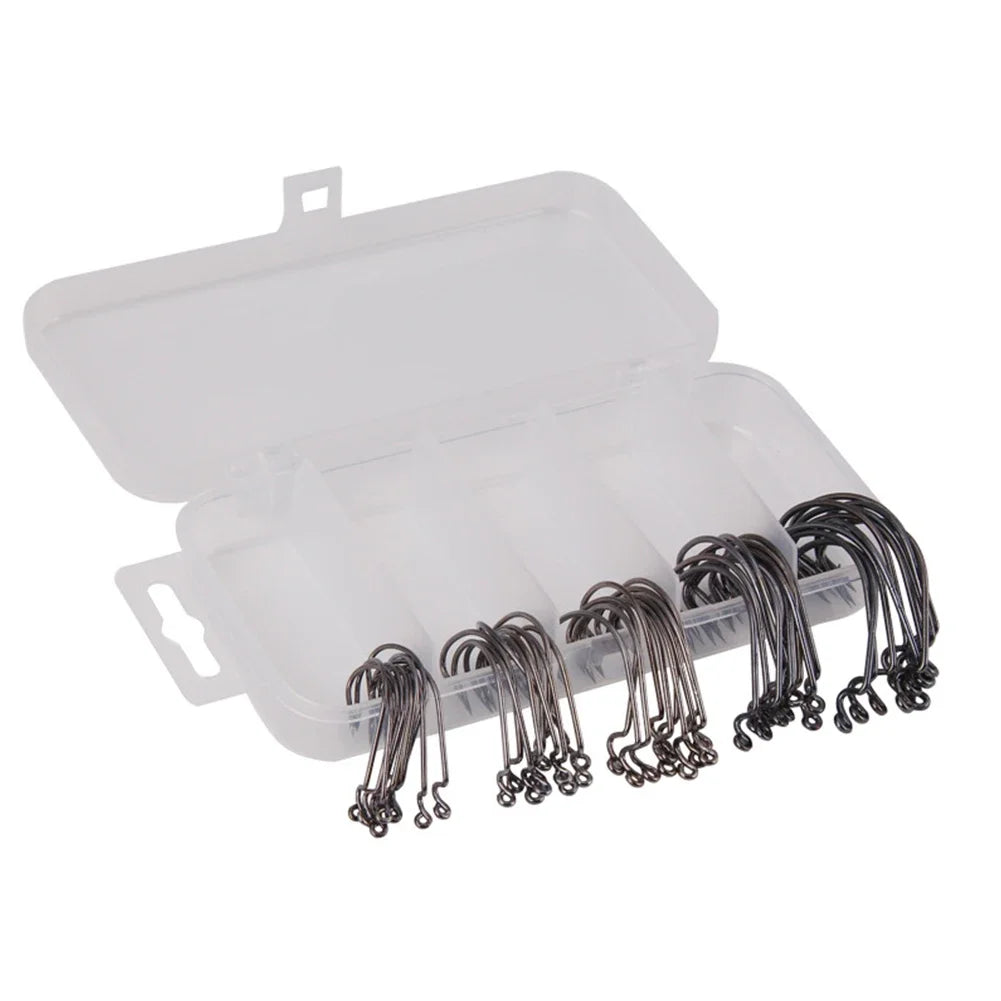50 Pcs/Box Wide Offset Hook High Carbon Steel