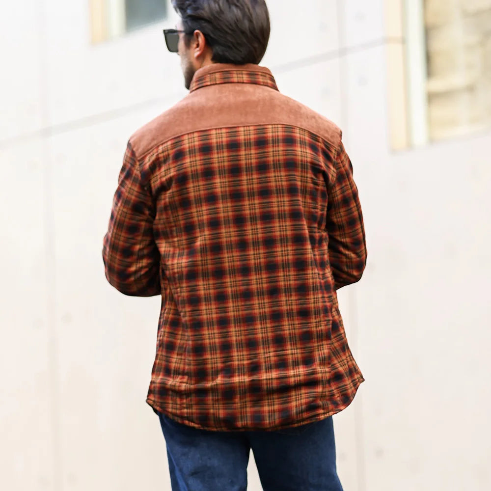 Windproof Warm Casual Bomber, Sherpa Lined Flannel Jacket Men US Size