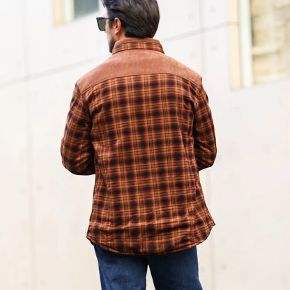 Windproof Warm Casual Bomber, Sherpa Lined Flannel Jacket Men US Size