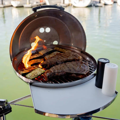 Marine Kettle Portable Gas Grill - Stainless Steel BBQ for Boats - Wind-Resistant Design, Safe Propane Connection