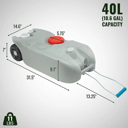 40L Portable RV Water Tank with Wheels