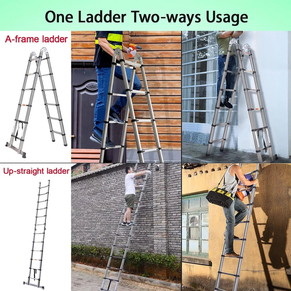 Convenient Extendable Stainless Steel Telescopic Ladder