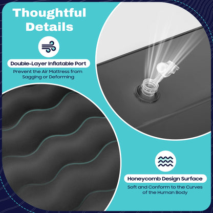Thick Inflatable Queen Size Airbed with Built-in Pump