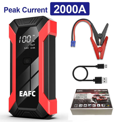 2000A Portable 12V Car Jump Starter with LED Light