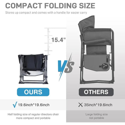 Heavy Duty Portable Folding Directors' Chair with Side Table