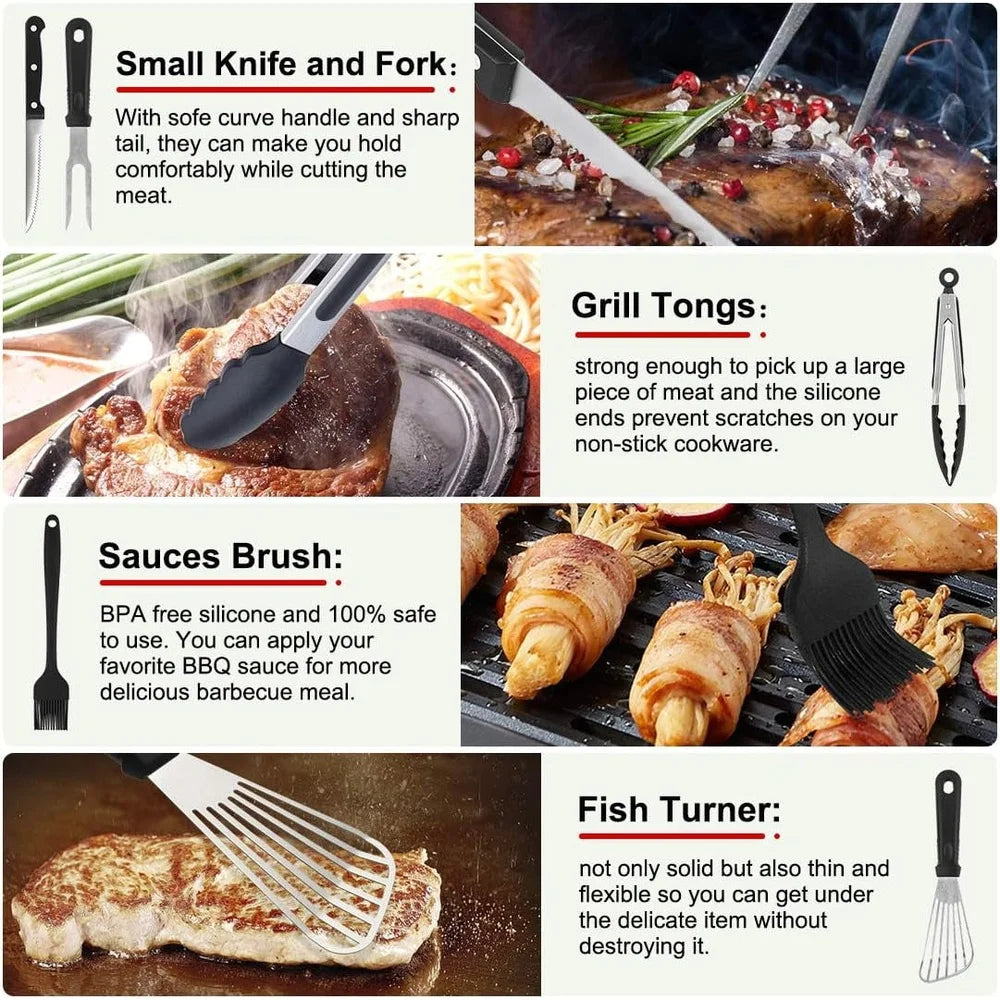 144 Pcs Grill Accessories Kit BBQ Tool Set
