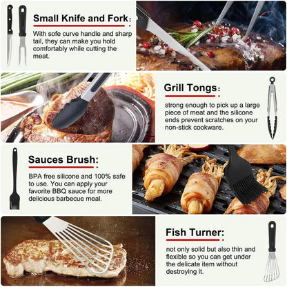 144 Pcs Grill Accessories Kit BBQ Tool Set