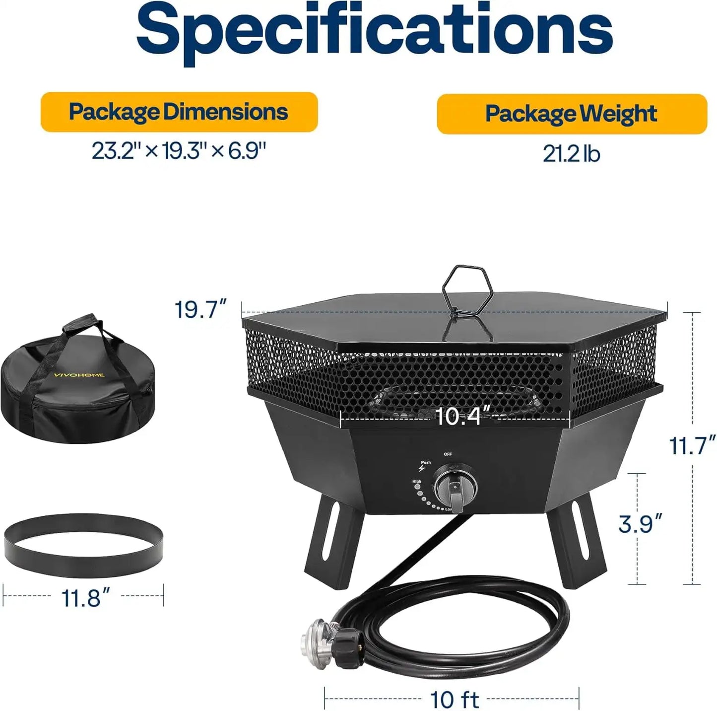 20-Inch Smokeless Portable 58,000 BTU Propane Fire Pit