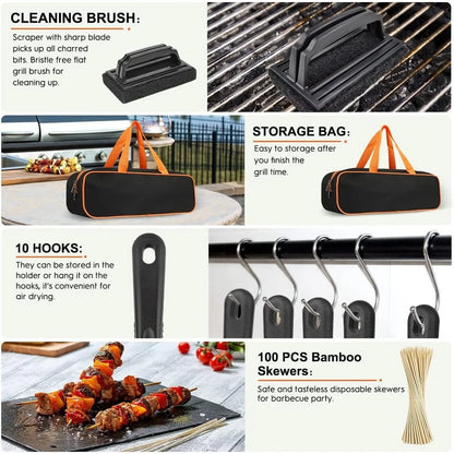 144 Pcs Grill Accessories Kit BBQ Tool Set