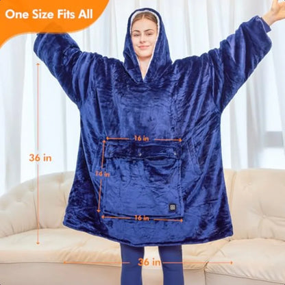 Heated Oversized Wearable Blanket Hoodie 3 Heat Settings