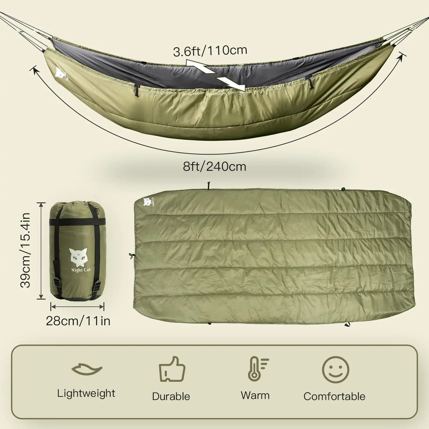 Single Insulated Under Blanket Hammock Sleeping Bag