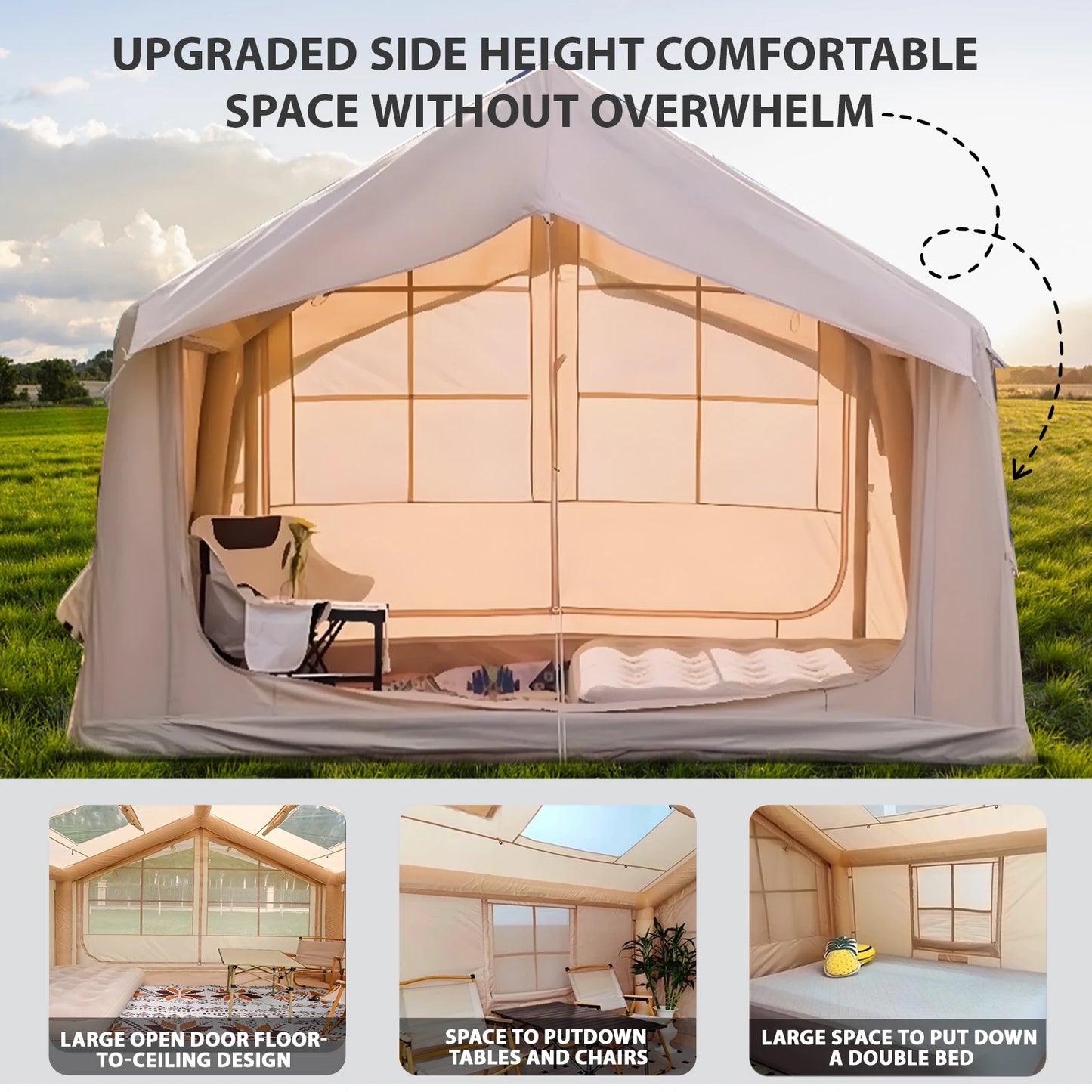 Inflatable Tent for Camping - 6-8 Person with Stove