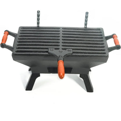 Heavy Duty Tabletop Cast Iron Charcoal Grill 12" x 6.8"