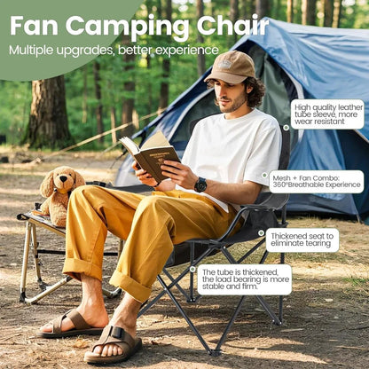 2 Pack Camping Chairs with Fan