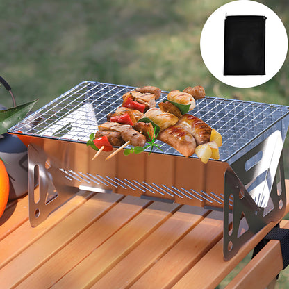 Portable Folding Card Stove - Outdoor Charcoal BBQ Grill for Camping, Lightweight Fire Pit for Cooking