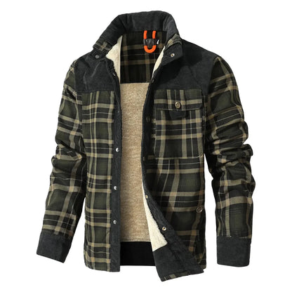 Windproof Warm Casual Bomber, Sherpa Lined Flannel Jacket Men US Size